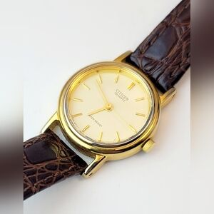 Citizen 6031-S28499 Ladies Gold Tone Quartz Watch 24mm Cream Dial Vintage